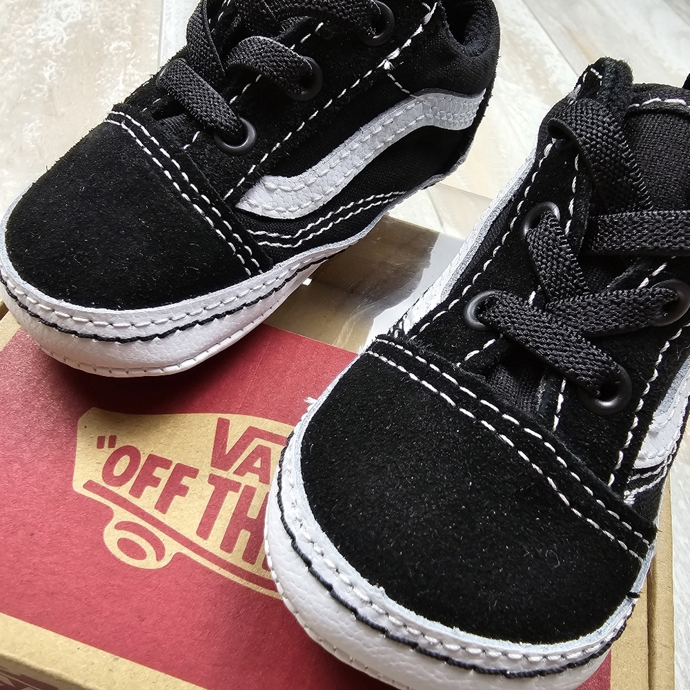 Vans Old Skool Crib Shoes Black/True White - Picture 2 of 7